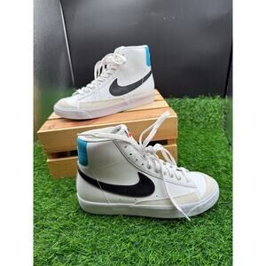 Nike- Blazer Mid '77 Sneakers - White/Black/Blue- Size 6Y